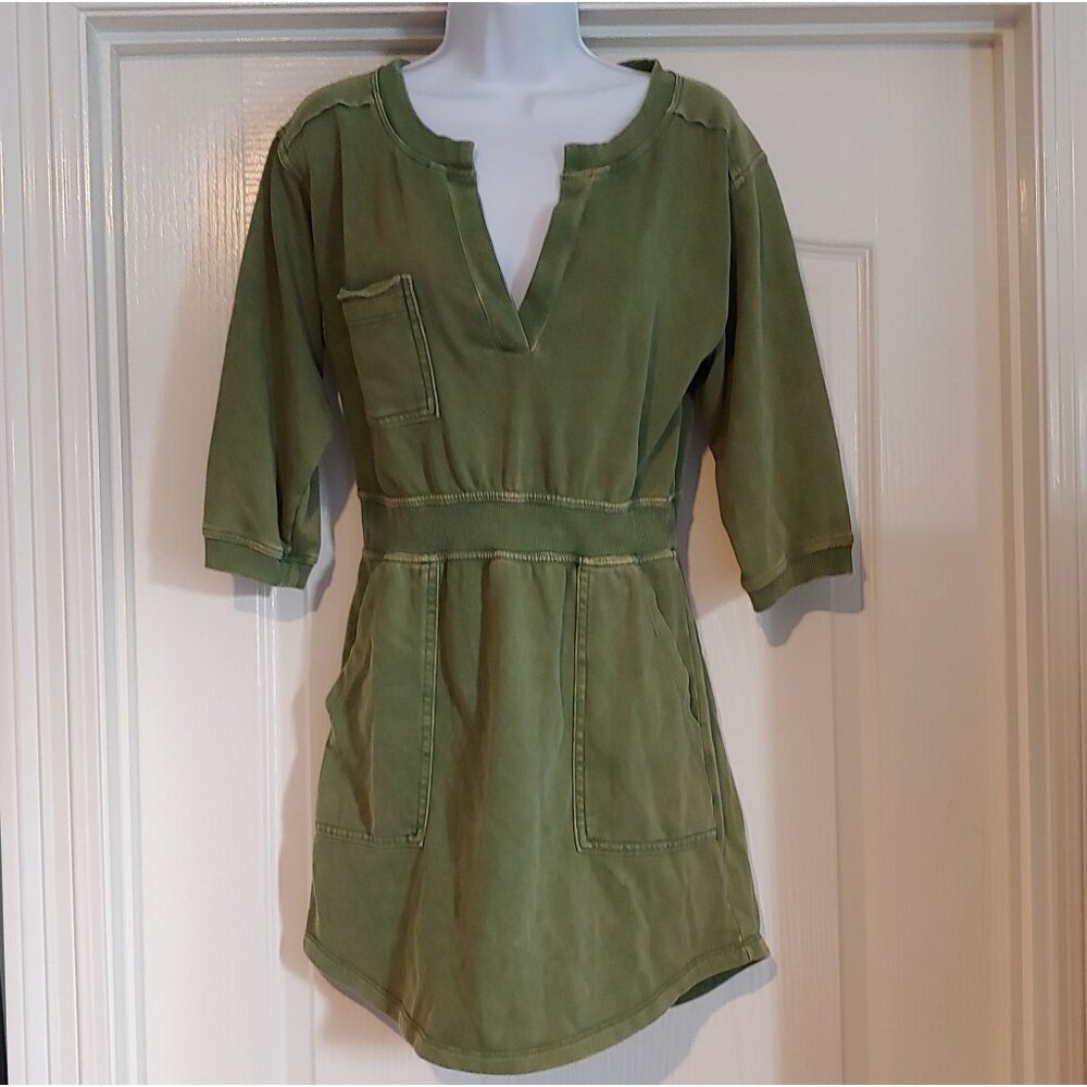 Anthropologie Daily Practice Green Trek Utility Mini Dress Minimalist XSP Street